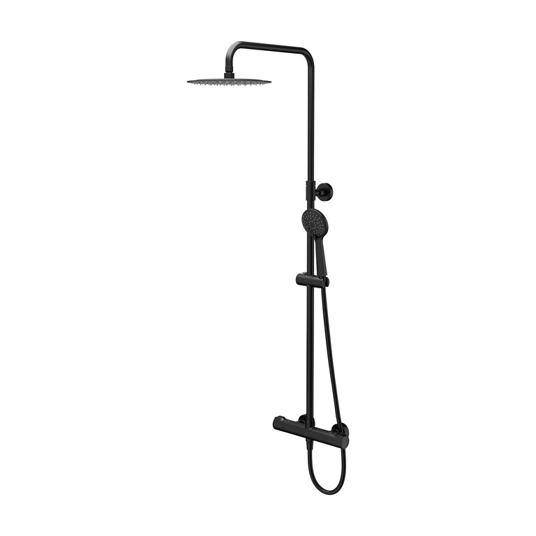 CITY OVAL zuhanyoszlop fekete színű termosztatikus csapteleppel